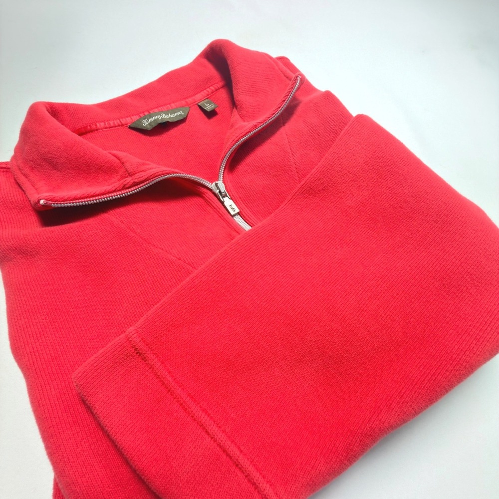 Tommy Bahama Women's Red Quarter Zip Pullover Sweatshirt Large